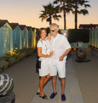Edi Bocelli son Andrea Bocelli and daughter-in-law Veronica at Alpemare Fortedeimarmi.